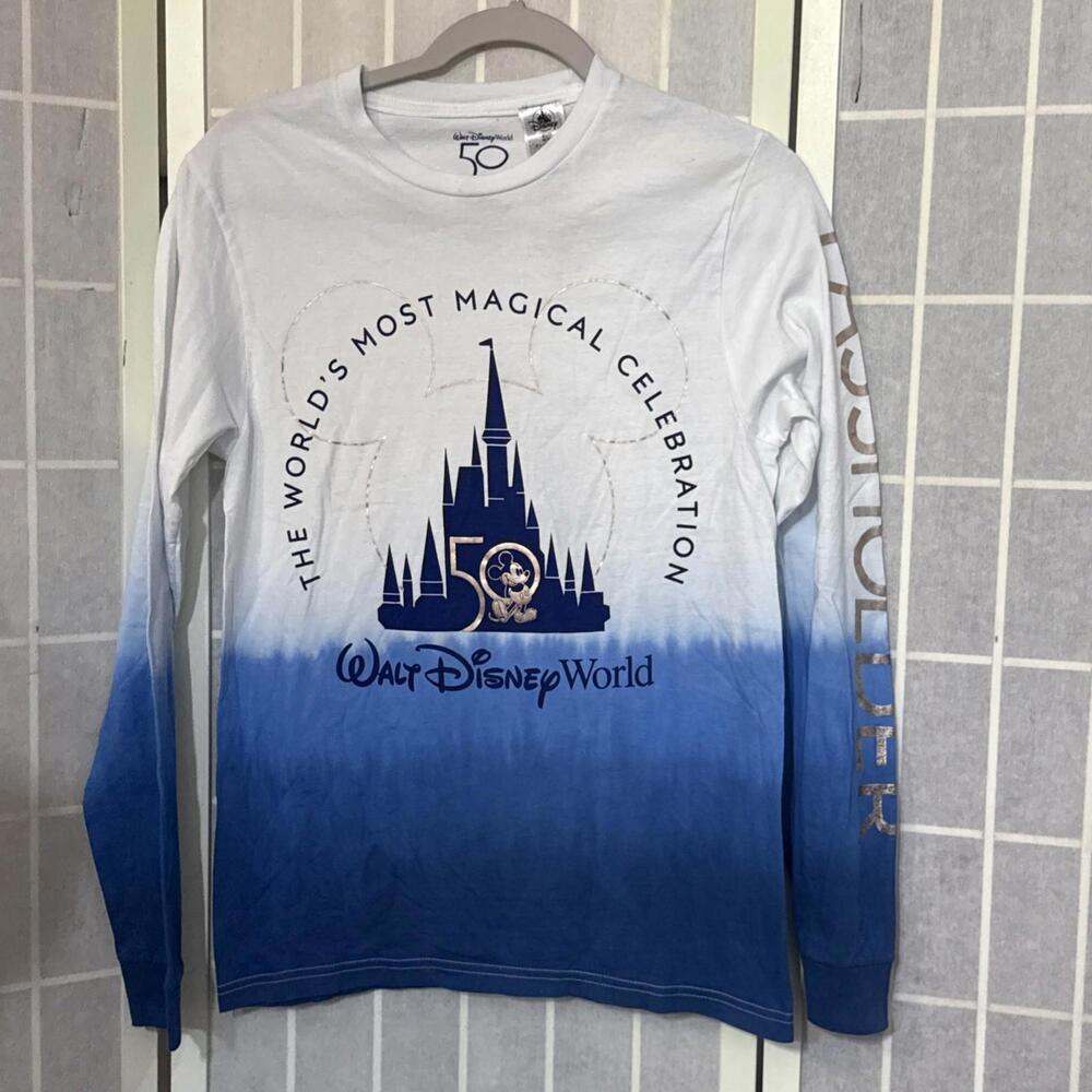 RARE Disney Parks WDW 50th‎ Anniversary Passholder Long Sleeve T-Shirt Small NWT